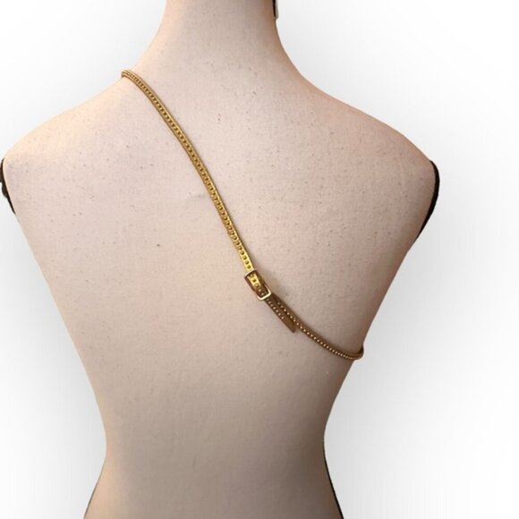 Vintage Women’s Small Gold Leather Slim Studded Belt - Picture 2 of 7